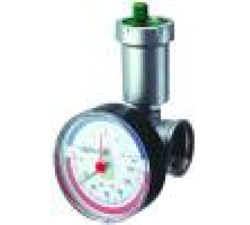 Узел концевой FAR хромированный 1 с автоматическим воздухоотводчиком, термоманометром и заглушкой FK 3436 110