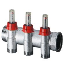 Коллектор запорный FAR 1 1/4 ВР-НР с расходомерами 3 отвода M24x19 FK 3970 C11403