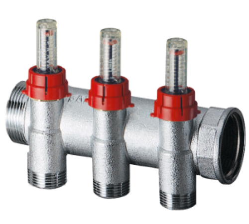 Коллектор запорный FAR 1 1/4 ВР-НР с расходомерами 3 отвода M24x19 FK 3970 C11403