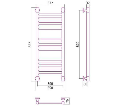 Полотенцесушитель водяной Сунержа Богема 300x800 мм матовый черный 31-0220-8030