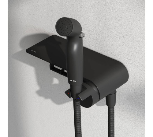 Смеситель с гигиеническим душем и полкой встраиваемый AM.PM Func матовый черный F0H8F922