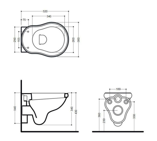 Унитаз подвесной Kerasan Retro 52х38 см белый 101501