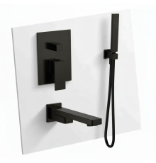 Душевая система Aquanet Savona с изливом и ручным душем черный матовый AQM8411MB