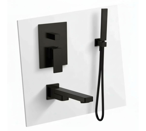 Душевая система Aquanet Savona с изливом и ручным душем черный матовый AQM8411MB