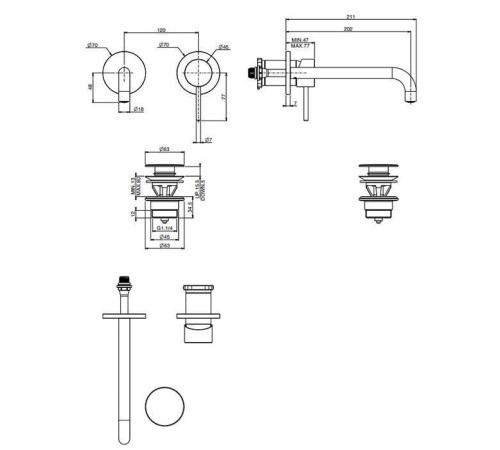 Смеситель для раковины встраиваемый Fima Carlo Frattini Spillo Up излив 20 см хром F3600W/F3051WLX9CR