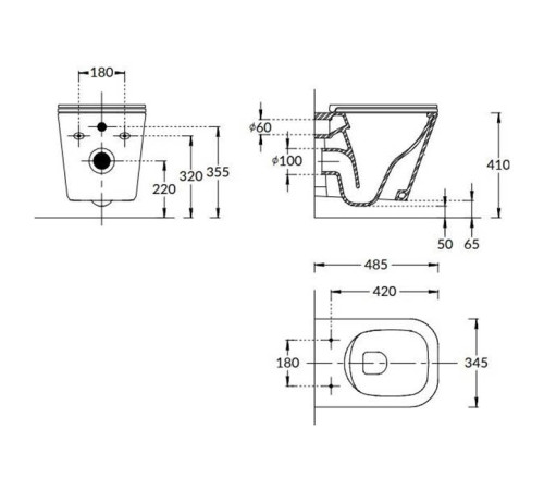 Унитаз подвесной Kerama Marazzi Cubo безободковый с сиденьем белый глянцевый CU.wc.02