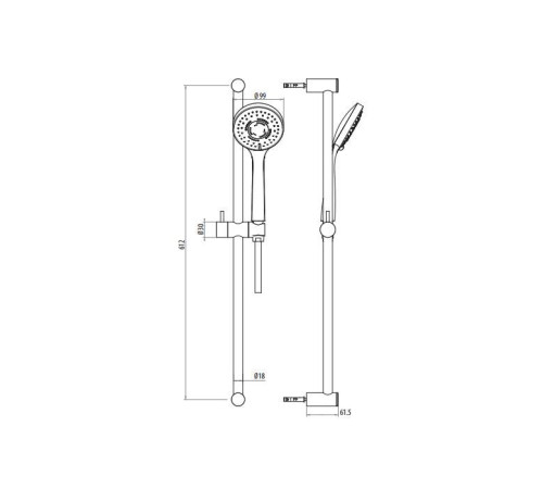 Душевая стойка Gattoni PD 60 см с 3-режимной лейкой и шлангом хром 1081/PDC0