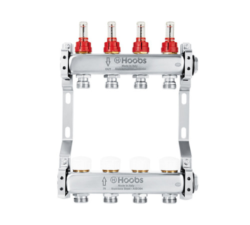 Комплект коллекторов Hoobs из нержавеющей стали с расходомерами 1 x 3/4 10 выходов HB-INCRK-804510