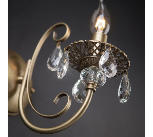 Бра с хрусталем 3305/1 белый с золотом / прозрачный хрусталь