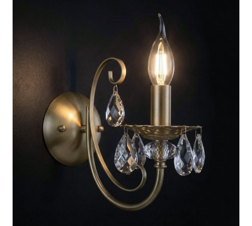 Бра с хрусталем 3305/1 белый с золотом / прозрачный хрусталь