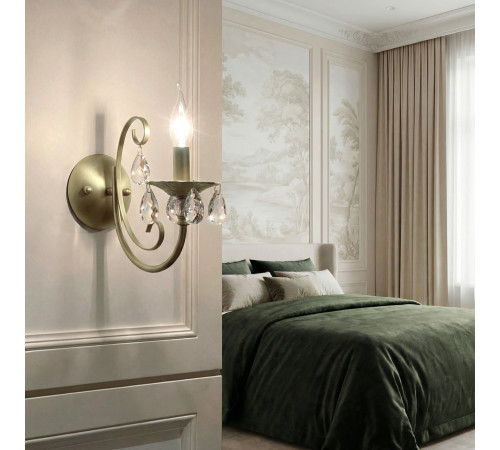 Бра с хрусталем 3305/1 белый с золотом / прозрачный хрусталь