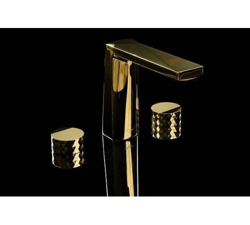 Смеситель для раковины Boheme Venturo врезной на 3 отверстия Diamond золото матовое 150-MG-DIAMOND