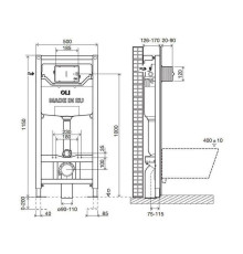 Инсталляция для унитаза OLI 120 ECO Sanitarblock пневматическая 879235/879593