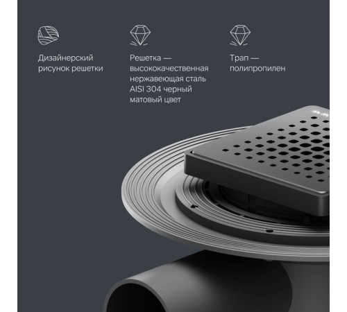 Трап для душа точечный AM.PM MasterFlow Point Cut Gradient 10 см черный матовый W01BD-P11-010-01BM