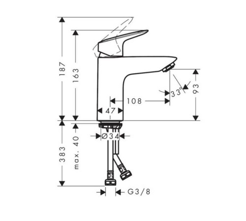 Смеситель для раковины Hansgrohe Logis без донного клапана 71101000
