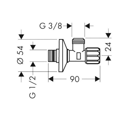 Вентиль угловой Hansgrohe хром 13904000