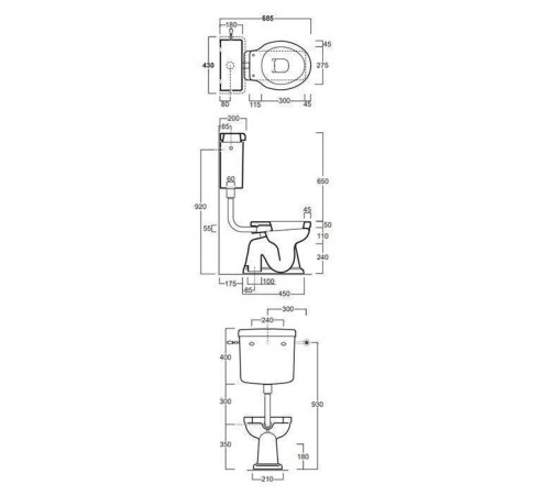 Унитаз напольный SIMAS Londra 60х36.5 см вертикальный слив средний бачок хром D11cr/LO901bi/LO912bi/F90cr/bi