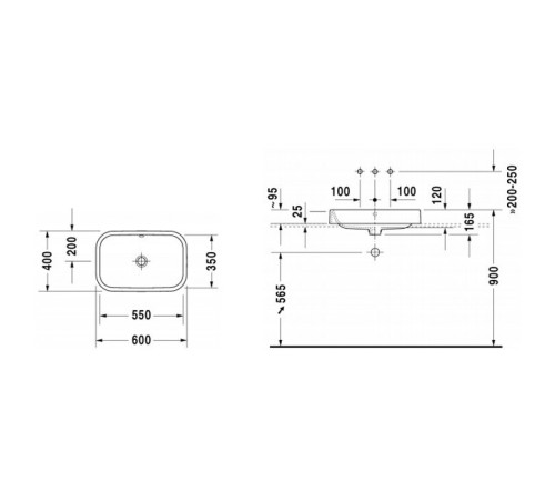 Раковина Duravit Happy D.2 60х40 см накладная без отверстия под смеситель с переливом 2314600000