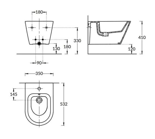 Биде подвесное Kerama Marazzi Plaza Modern 1 отверстие белое глянцевое PLM.bidet.02