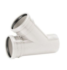 Тройник канализационный двухраструбный Uponor Decibel 50/50 мм 45° ПП белый 1000212