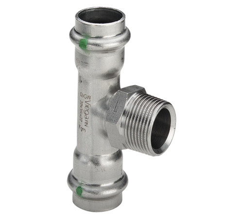 Тройник Viega Sanpress Inox нержавеющая сталь 18х3/4х18 мм 445973