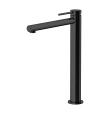 Смеситель для раковины высокий Gattoni Circle One 302 мм с донным клапаном черный матовый 9048/90NO