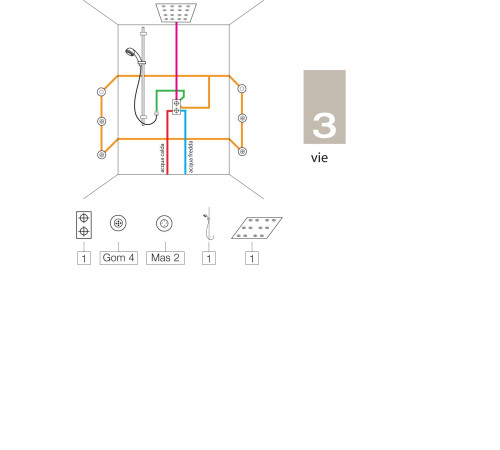 Внешняя часть термостата для душа Bossini Nobu на 2-5 потребителей матовая сталь INZ072.075