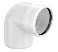 Отвод канализационный однораструбный Uponor Decibel 110 мм 88.5° ПП белый 1000210