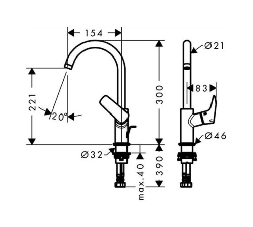 Смеситель для раковины Hansgrohe Logis поворотный излив с донным клапаном 71130000