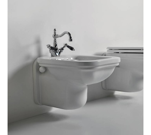 Биде подвесное Kerasan Waldorf 55х37 см 1 отверстие белый хром 4125K1bi/cr*1