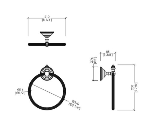 Полотенцедержатель-кольцо Devon&Devon Black Diamond 21 см подвесной хром BLKD507CR