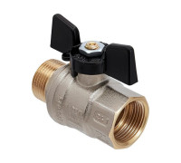 Кран шаровой Hoobs ORION 3/4 НР/ВР ручка-бабочка черный 15143H