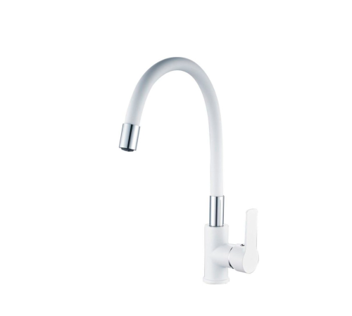 Смеситель для кухни комбинированный Haiba HB70113-8 с гибким изливом белый/хром HB70113-8