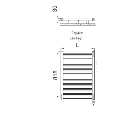 Полотенцесушитель электрический Irsap Ares 580x818 мм 400 Вт 15 трубок с регулятором черный матовый EIS058KK1IR01NNN