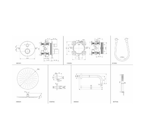 Душевой комплект Ideal Standard Ceratherm T100 встраиваемый верхний душ 30 см черный матовый A7573XG