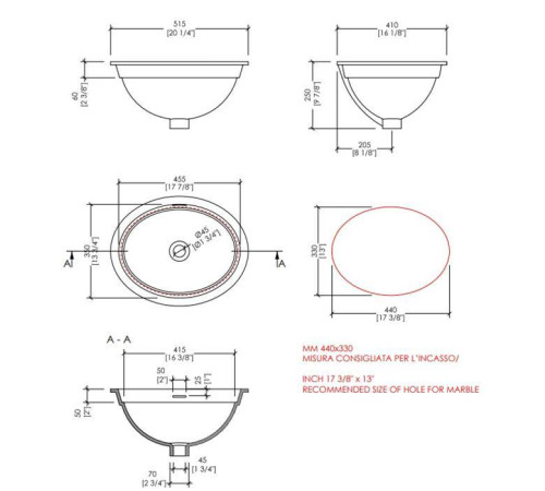 Раковина врезная снизу Devon&Devon Rose 50 52х41 см белая IBLROSE/ST