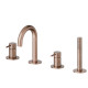 Смеситель на борт ванны Newform X-STEEL 316 на 4 отверстия с изливом и душем PVD Brushed copper bronze 69682XC.59.067