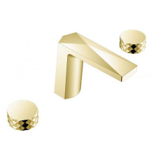 Смеситель для раковины Boheme Venturo врезной на 3 отверстия Diamond золото матовое 150-MG-DIAMOND