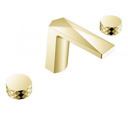Смеситель для раковины Boheme Venturo врезной на 3 отверстия Diamond золото матовое 150-MG-DIAMOND