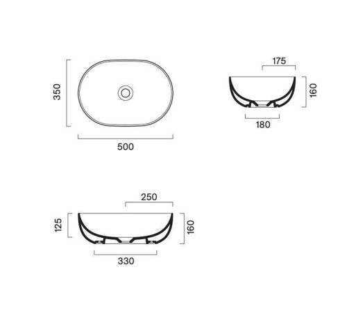 Раковина накладная Catalano Sfera 50x35 см белый матовый 0522500021