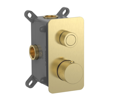 Термостат встраиваемый AQUAMET Siena 1 потр. с рег. напора и внутр. частью золото AQM8810BG