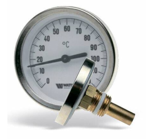 Термометр биметаллический Watts F+R801 OR 0-120 °C 100 мм гильза 50 мм 1/2 10006067