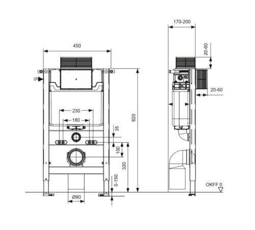 Система инсталляции для унитаза TECE TECEspring profil 82 см S300380