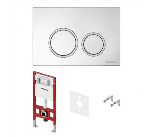 Комплект инсталляции 4 в 1 TECE TECEspring панель с круглыми кнопками хром глянцевый S401101