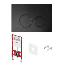 Комплект инсталляции 4 в 1 TECE TECEspring панель с круглыми кнопками черный матовый S401104