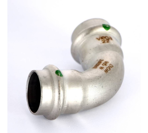 Отвод пресс 90° Viega Sanpress Inox нержавеющая сталь 22 мм 435653