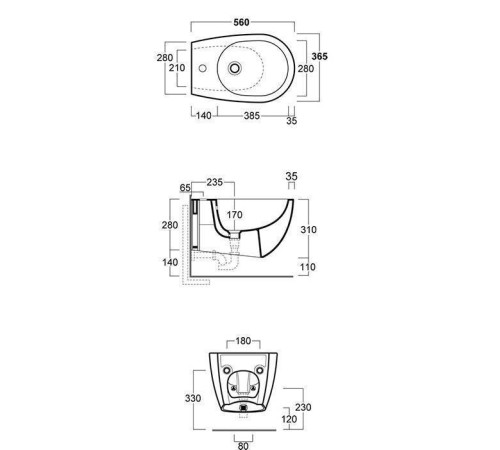 Биде подвесное Simas Vignoni 56х36.5 см 1 отверстие белый матовый VI19 bi matt