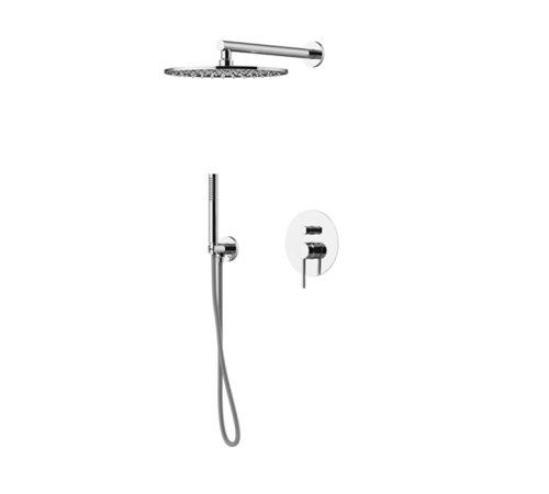 Комплект для душа Gattoni Circle Two/ONE со встроенным смесителем и верхним душем 250 мм хром 9190/PDC0