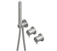 Смеситель для душа встраиваемый QuadroDesign Source на 2 потребителя с ручным душем brushed stainless steel 1368.00AS