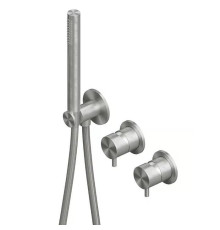 Смеситель для душа встраиваемый QuadroDesign Source на 2 потребителя с ручным душем brushed stainless steel 1368.00AS